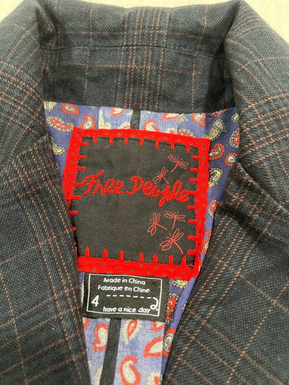 Free People Charcoal Plaid Notched-Collar Trench Coat